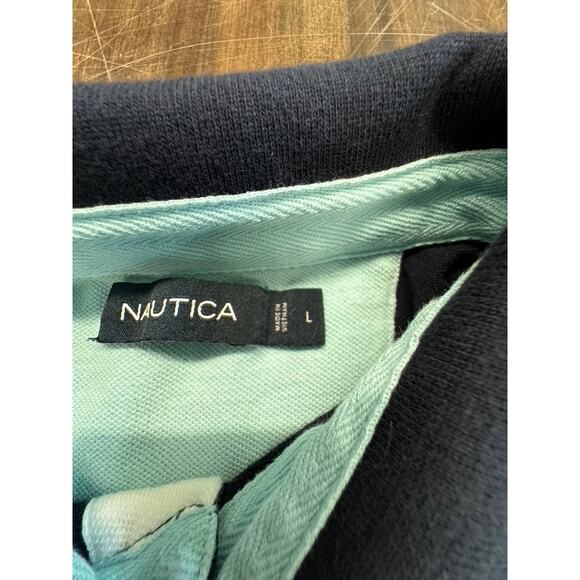 Nautica Polo Size L Ocean Colors. Collar Button - Picture 2 of 6